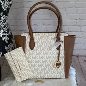 Michael Kors AYDEN Large NS Tote/JET SET TRAVEL Large Trifold Wallet 2pc Set